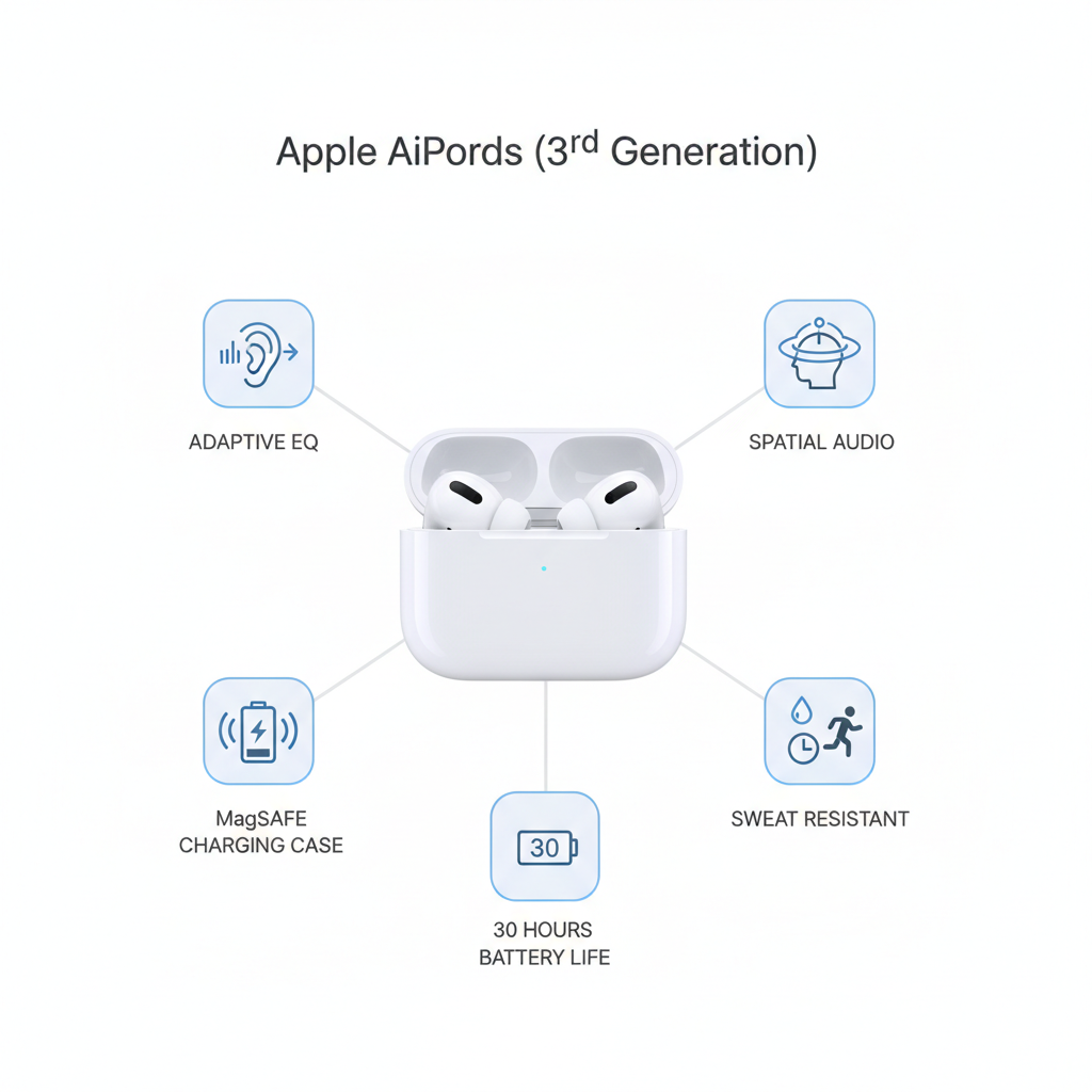 Apple AirPods الجيل الثالث - مع علبة شحن MagSafe